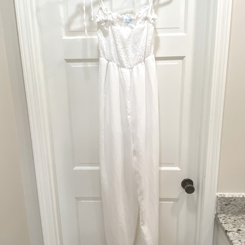 She+sky white jumpsuit size large
